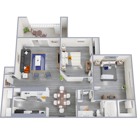 a floor plan of a 3 bedroom apartment